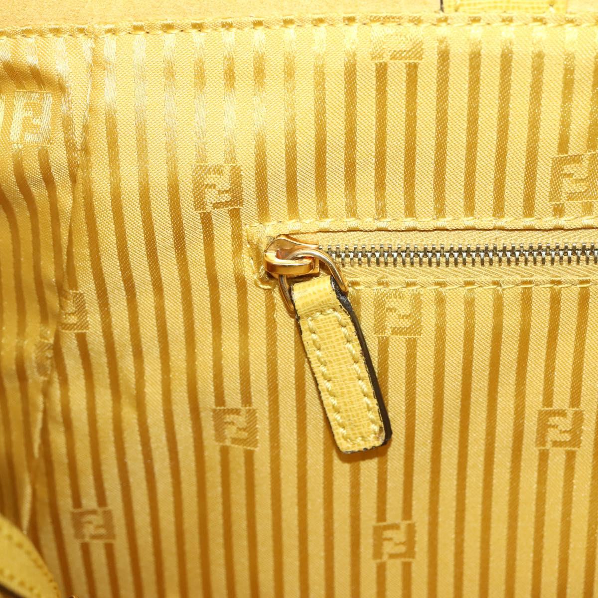 FENDI Hand Bag Leather Yellow Gold Auth 144480