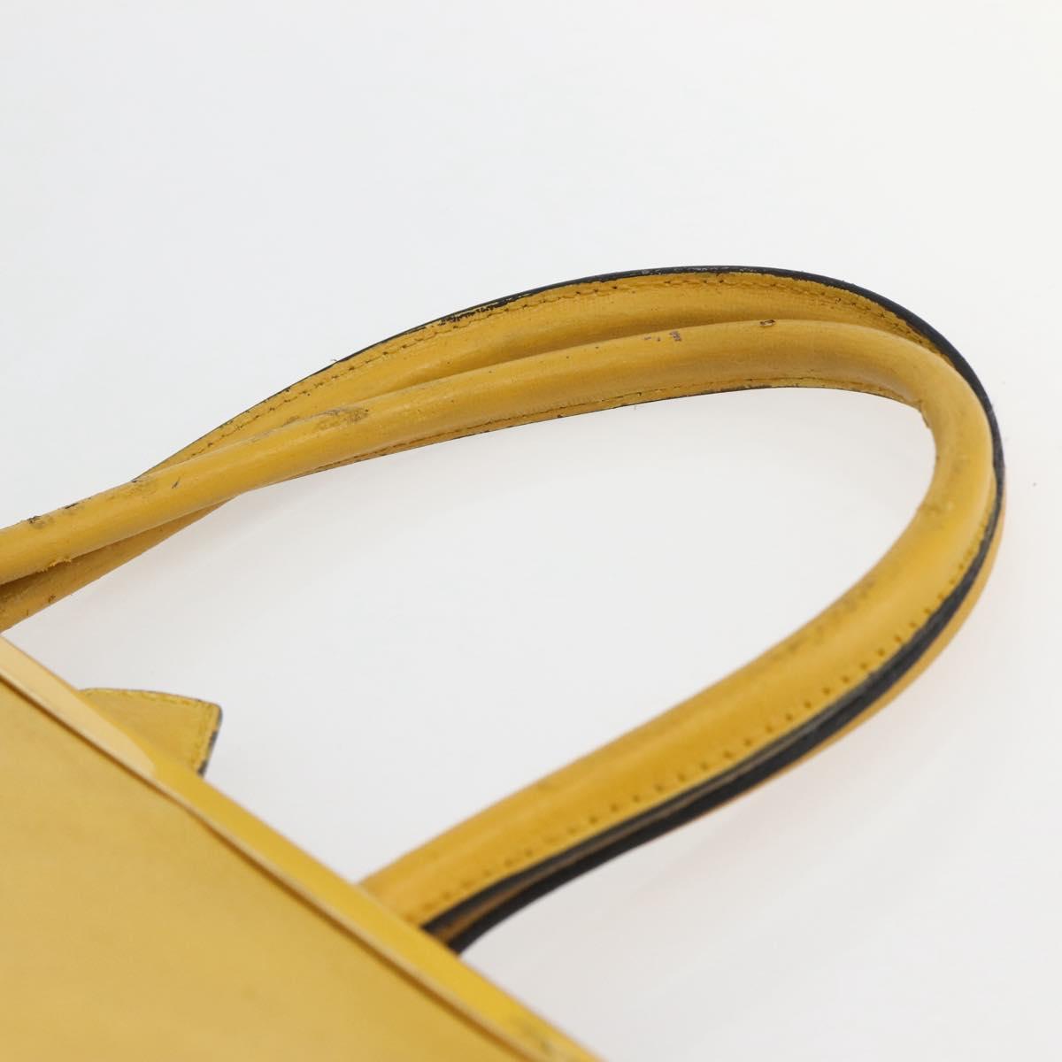 FENDI Hand Bag Leather Yellow Gold Auth 144480