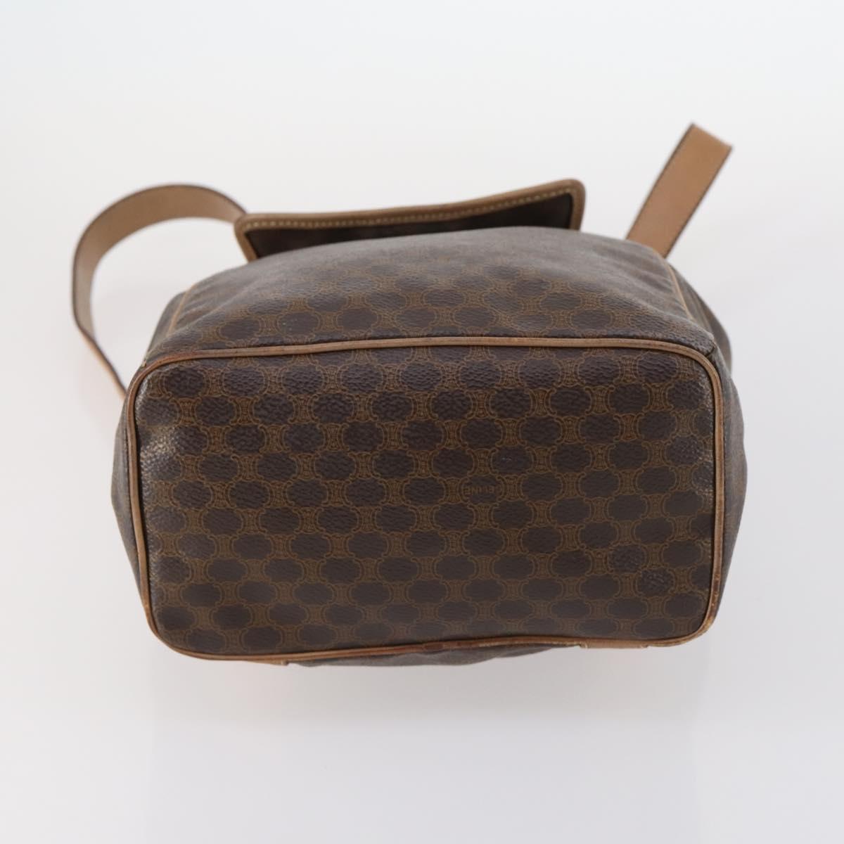 CELINE Macadam Canvas Backpack PVC Leather Brown Gold Auth 144490