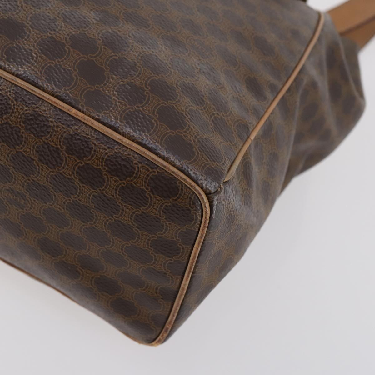 CELINE Macadam Canvas Backpack PVC Leather Brown Gold Auth 144490