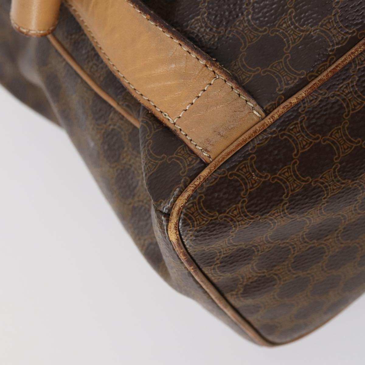 CELINE Macadam Canvas Backpack PVC Leather Brown Gold Auth 144490