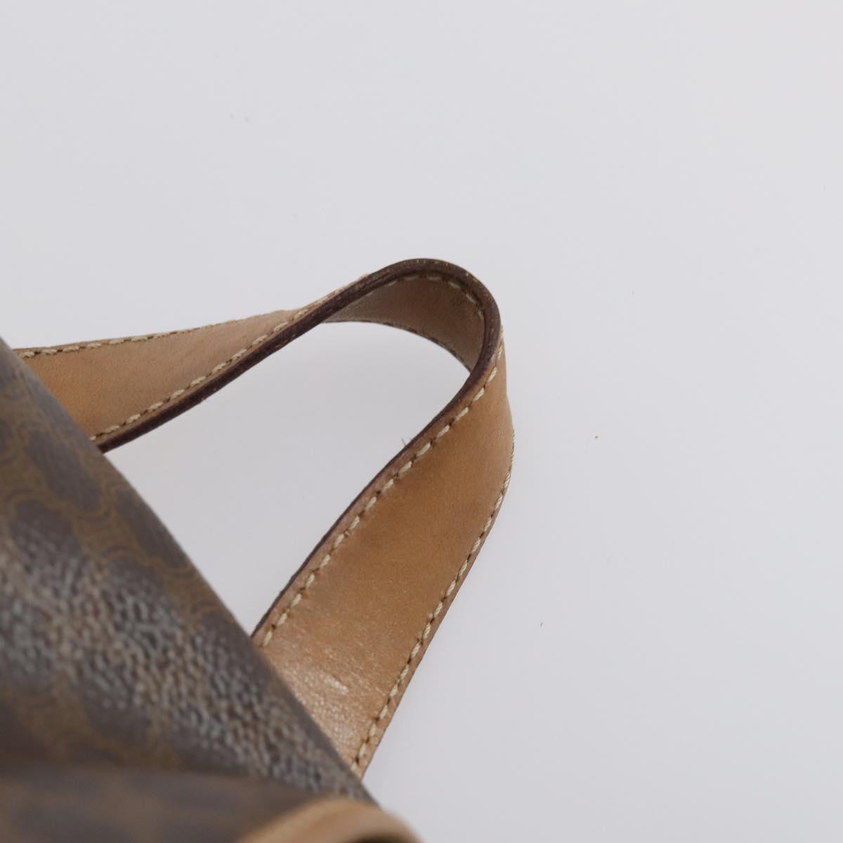 CELINE Macadam Canvas Backpack PVC Leather Brown Gold Auth 144490