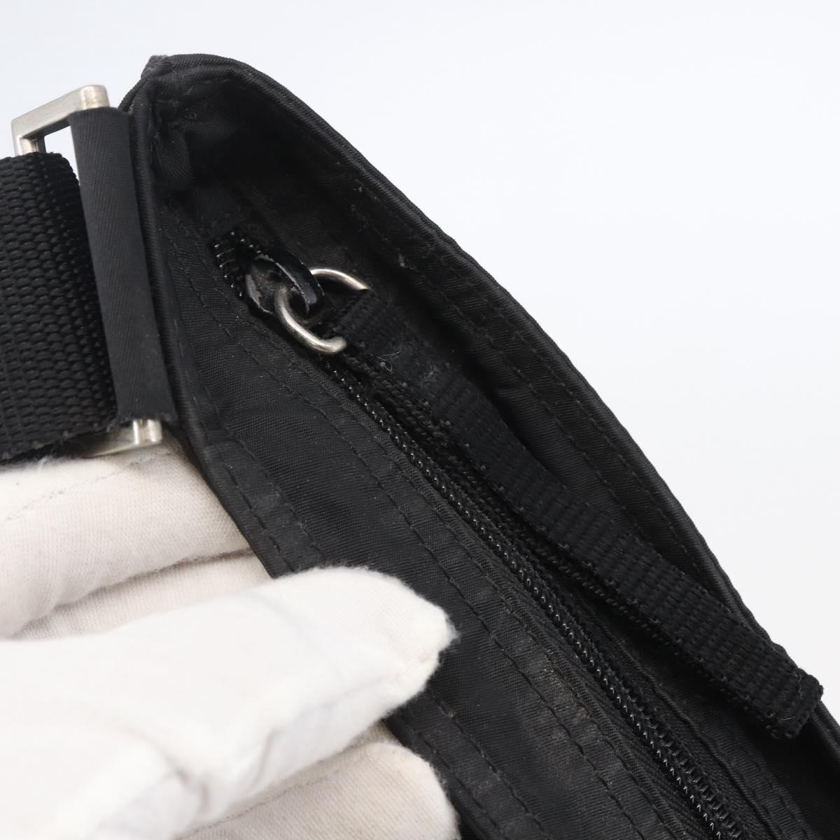 PRADA Shoulder Bag Nylon Black Silver Auth 144491