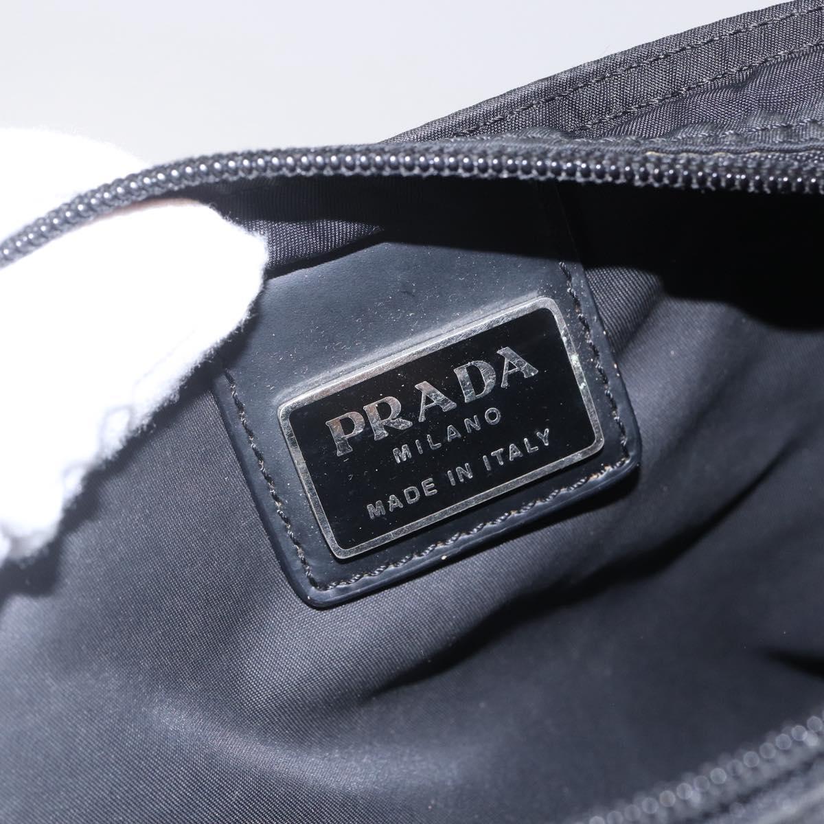 PRADA Shoulder Bag Nylon Black Silver Auth 144491