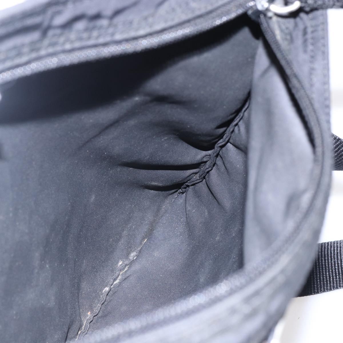PRADA Shoulder Bag Nylon Black Silver Auth 144491