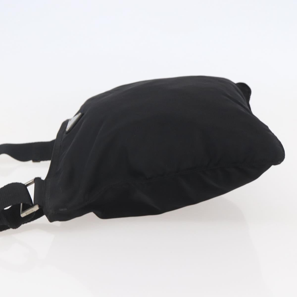 PRADA Shoulder Bag Nylon Black Silver Auth 144491