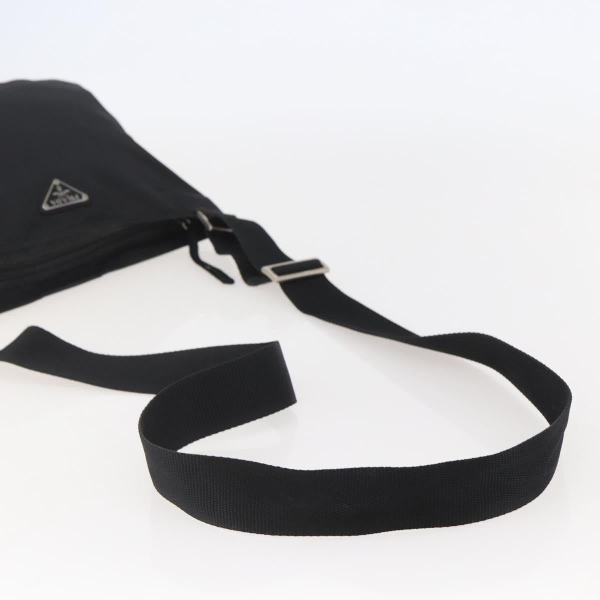 PRADA Shoulder Bag Nylon Black Silver Auth 144491