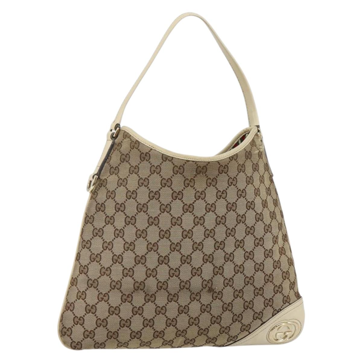 GUCCI GG Canvas Abbey Shoulder Bag Beige Gold 169947 Auth 144493