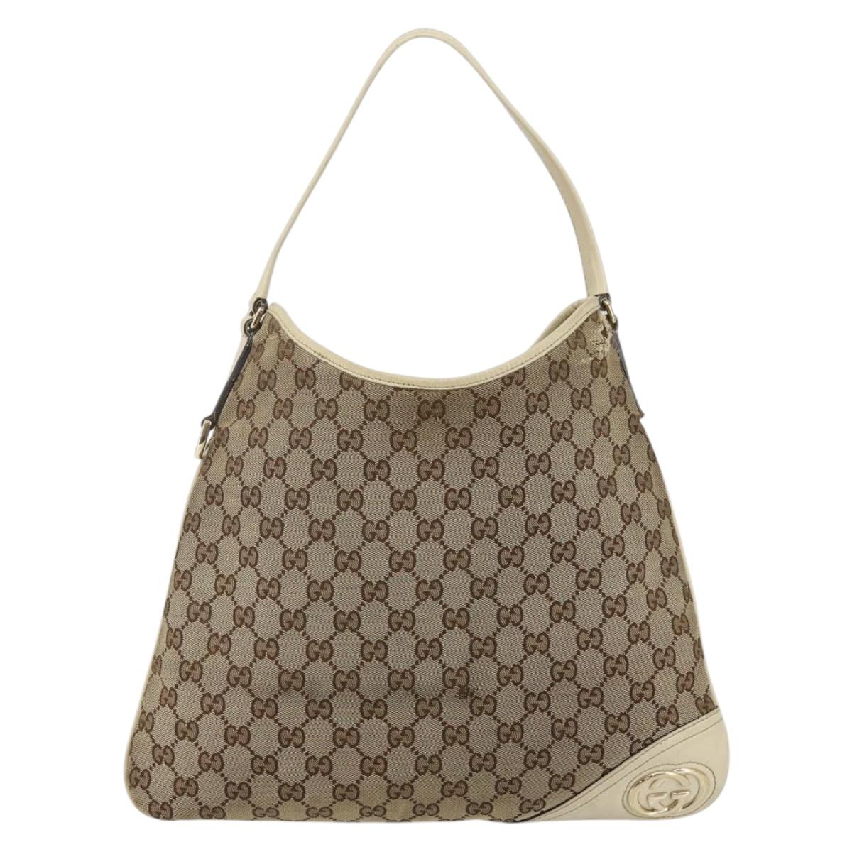 GUCCI GG Canvas Abbey Shoulder Bag Beige Gold 169947 Auth 144493