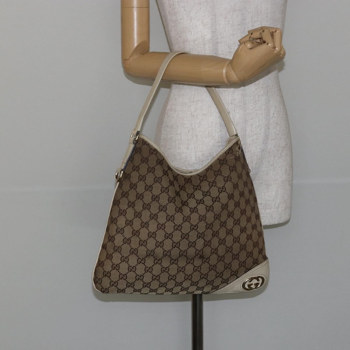 GUCCI GG Canvas Abbey Shoulder Bag Beige Gold 169947 Auth 144493