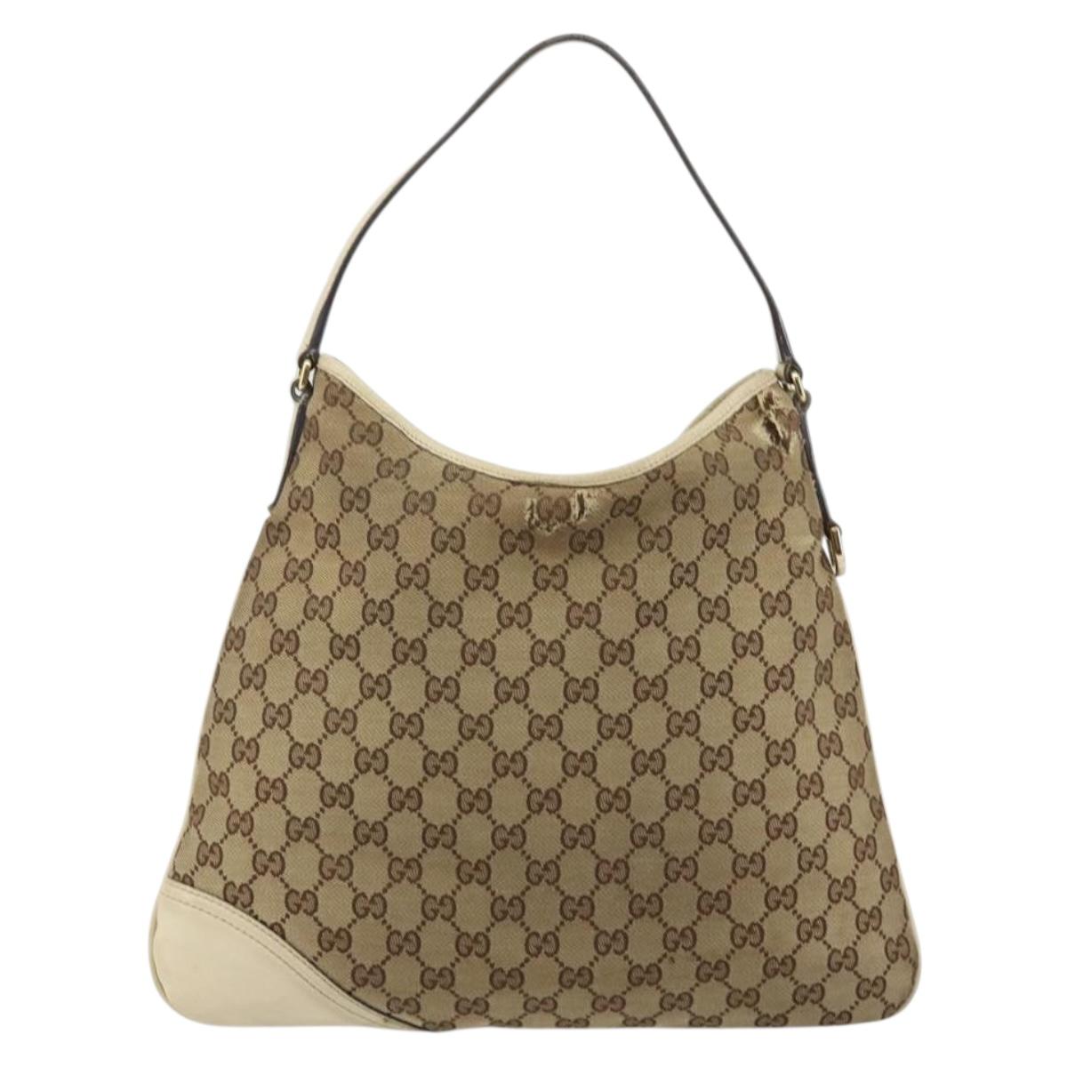 GUCCI GG Canvas Abbey Shoulder Bag Beige Gold 169947 Auth 144493