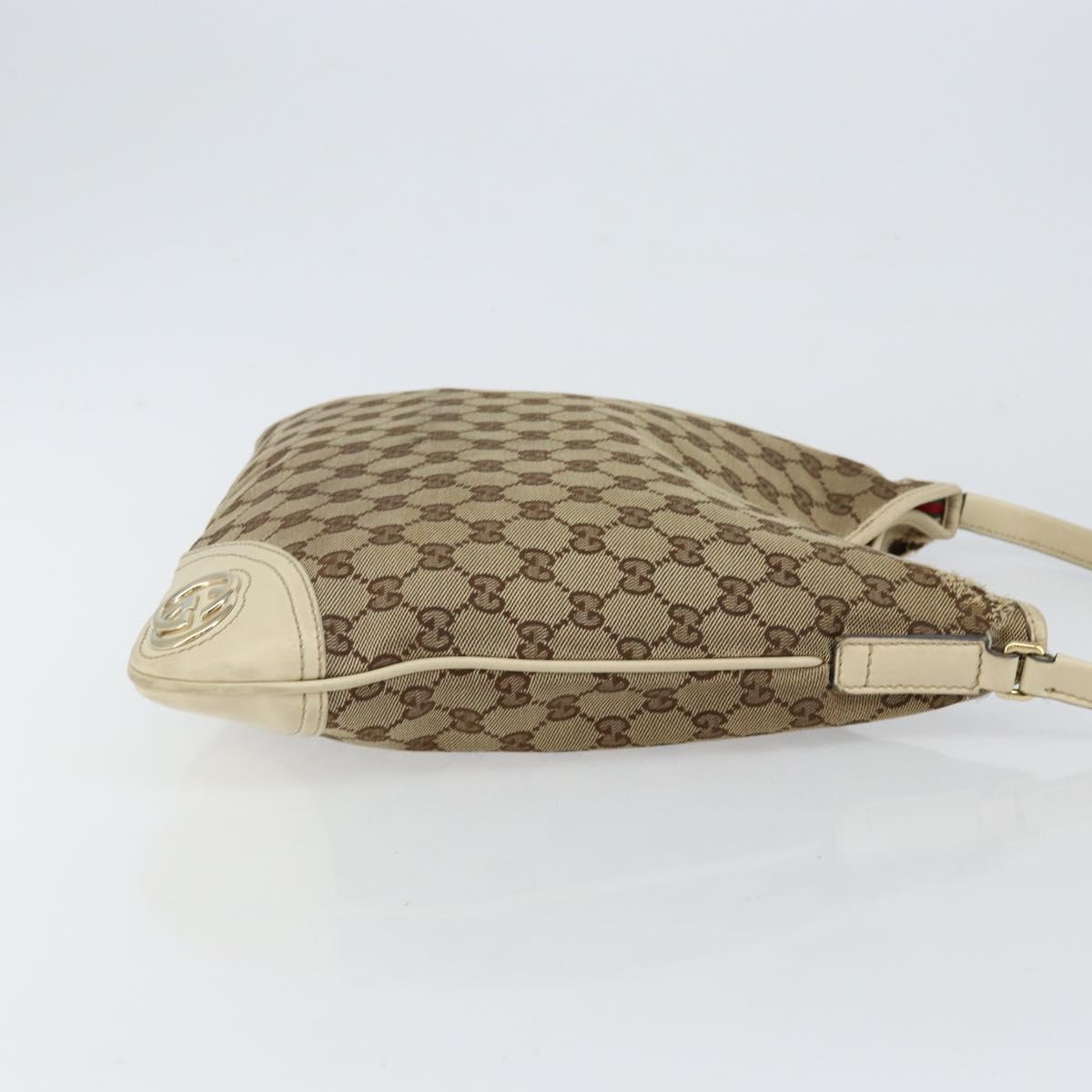 GUCCI GG Canvas Abbey Shoulder Bag Beige Gold 169947 Auth 144493