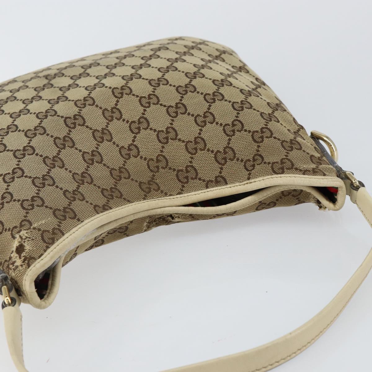 GUCCI GG Canvas Abbey Shoulder Bag Beige Gold 169947 Auth 144493