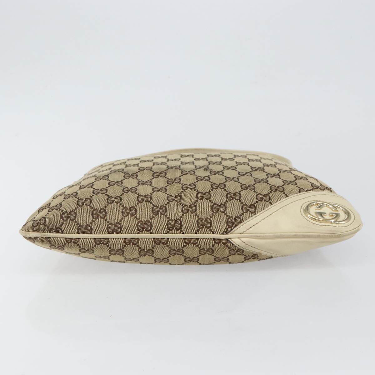 GUCCI GG Canvas Abbey Shoulder Bag Beige Gold 169947 Auth 144493