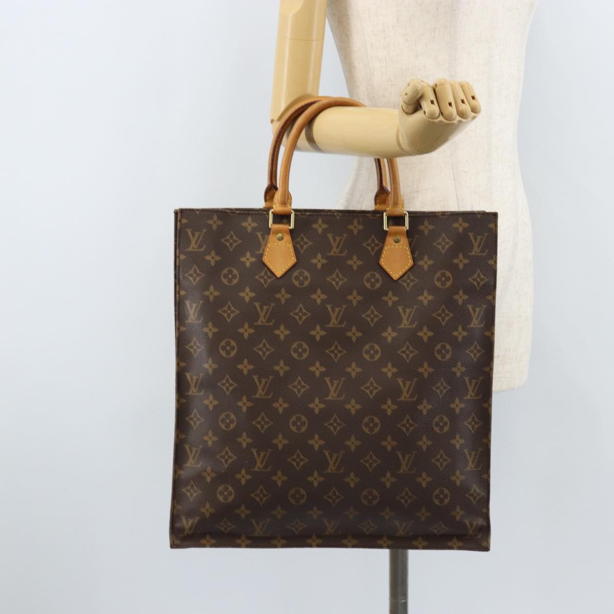 LOUIS VUITTON Monogram Sac Plat Hand Bag M51140 LV Auth 144500
