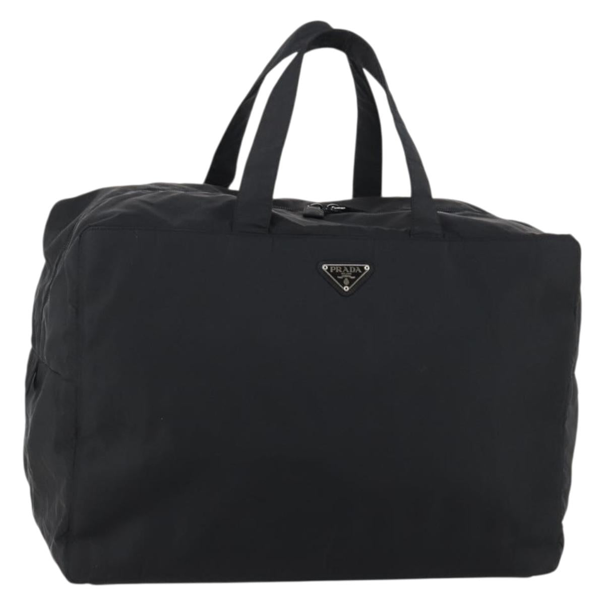 PRADA Travel bag Bag Nylon Black Silver Auth 144511