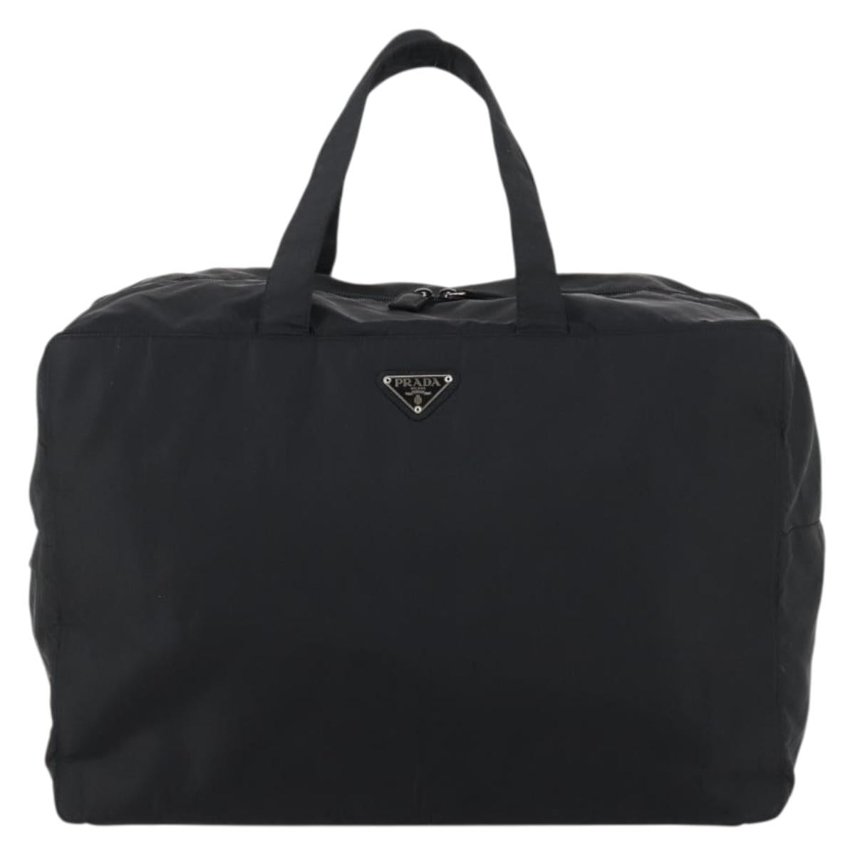 PRADA Travel bag Bag Nylon Black Silver Auth 144511
