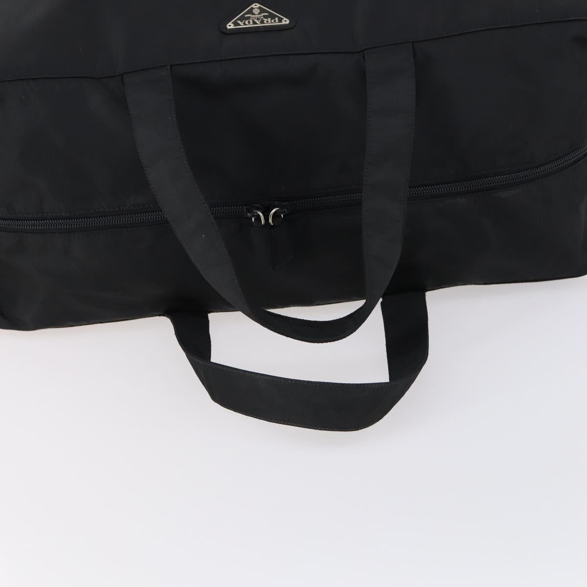 PRADA Travel bag Bag Nylon Black Silver Auth 144511