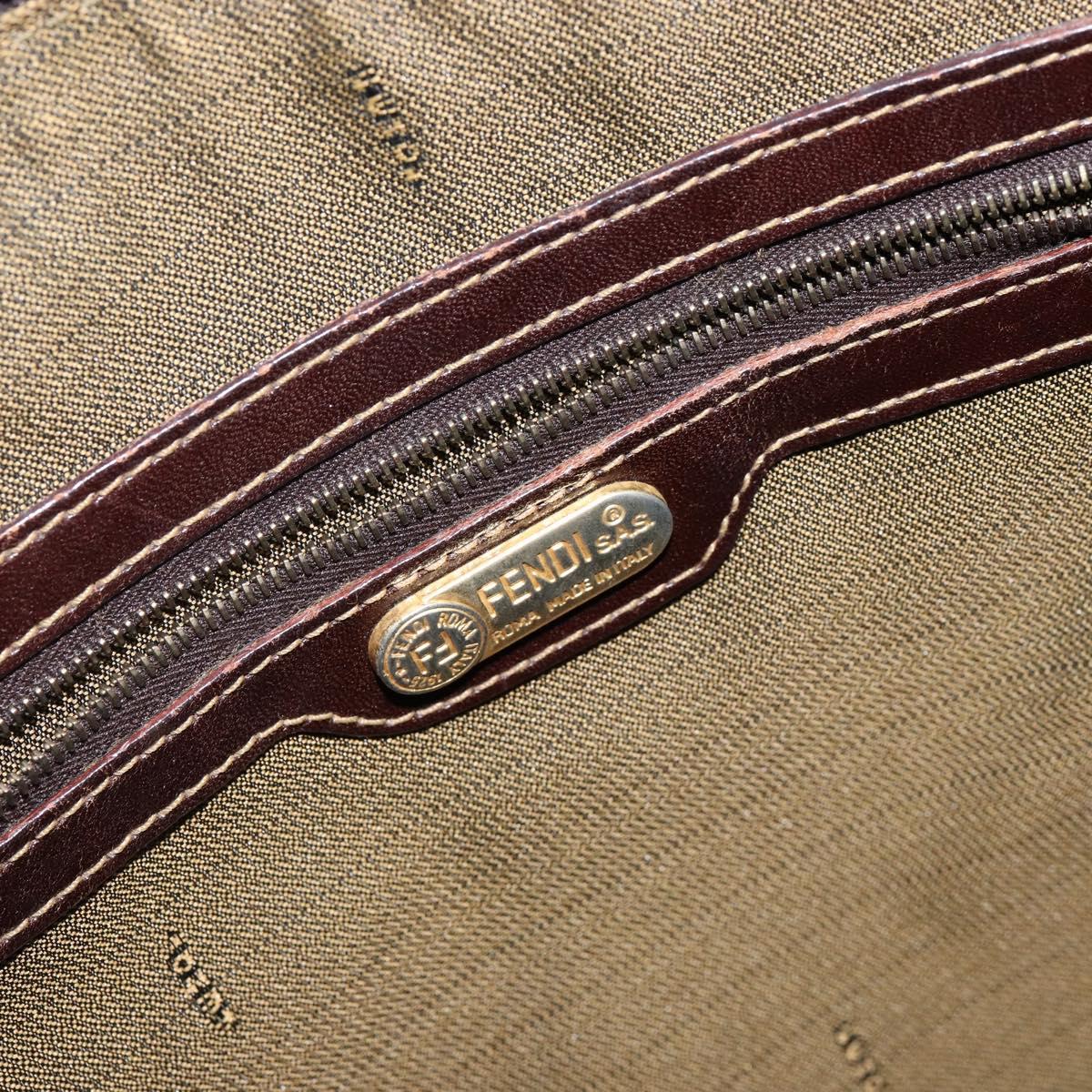 FENDI Zucca Canvas Hand Bag Black Brown Auth 144516