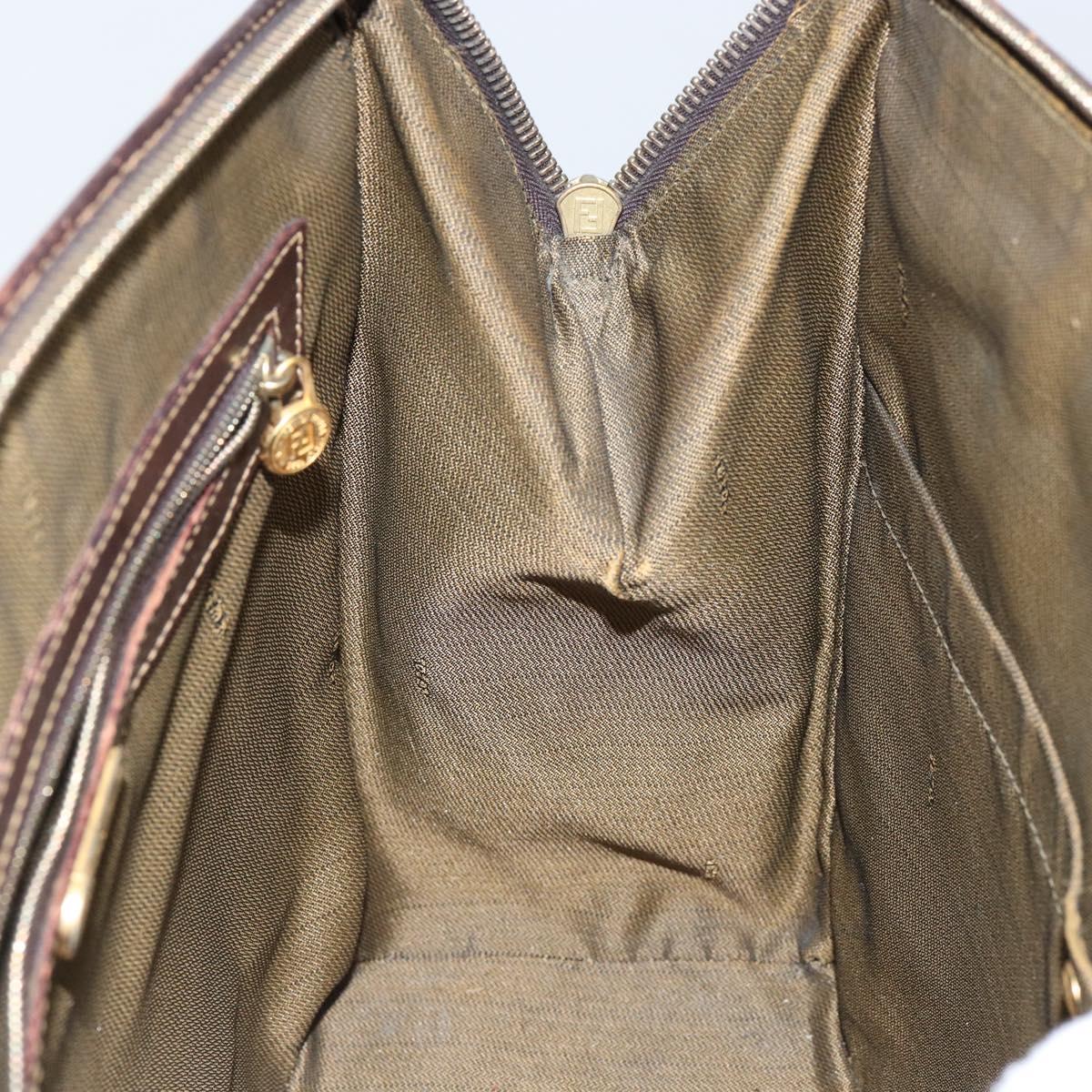 FENDI Zucca Canvas Hand Bag Black Brown Auth 144516