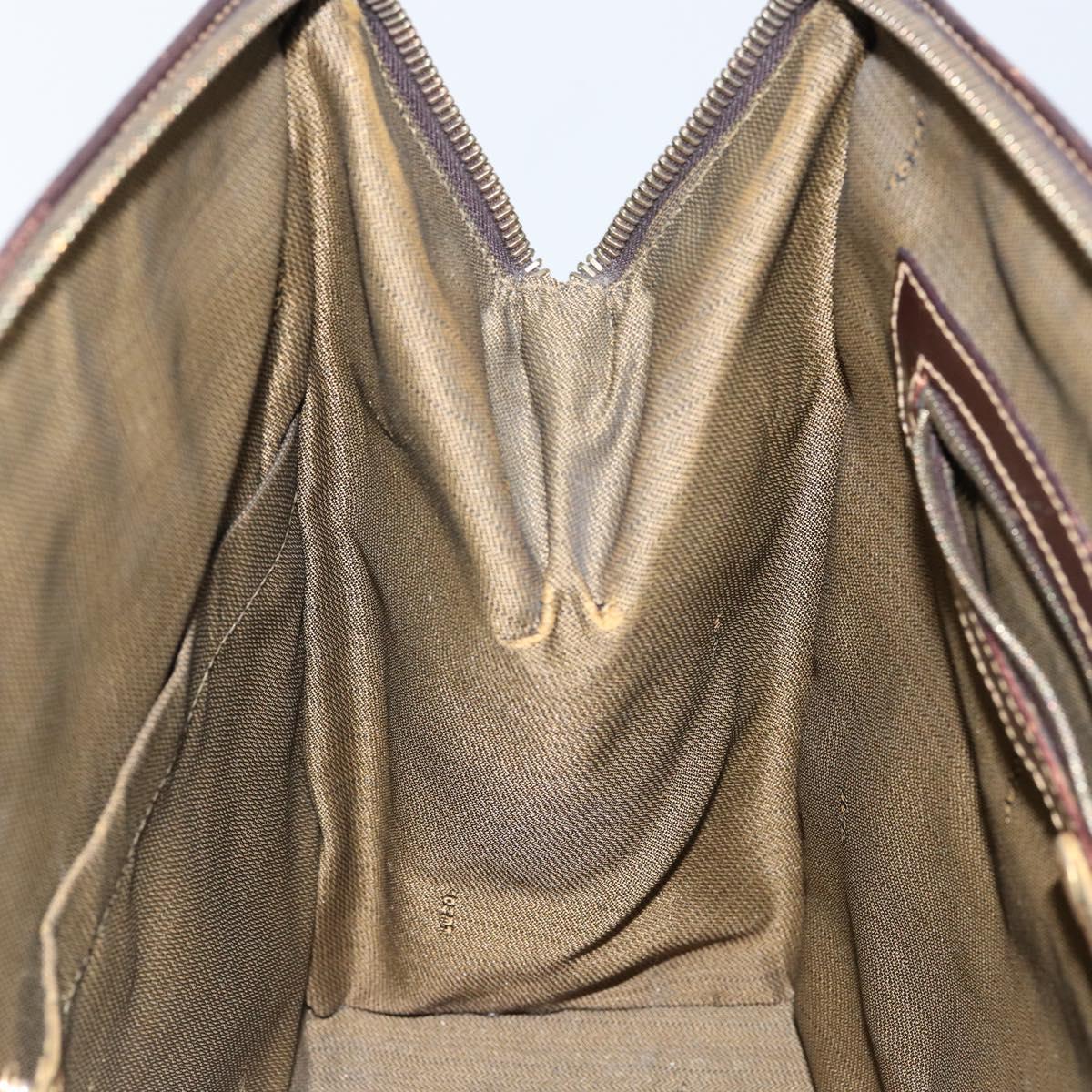 FENDI Zucca Canvas Hand Bag Black Brown Auth 144516