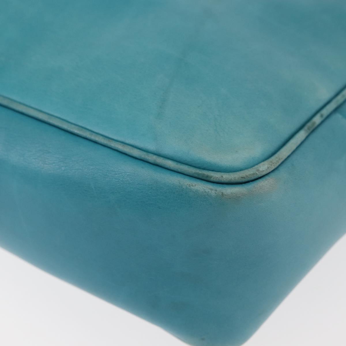 CHANEL COCO Mark Shoulder Bag Lamb Skin Turquoise Blue Gold CC Auth 144517