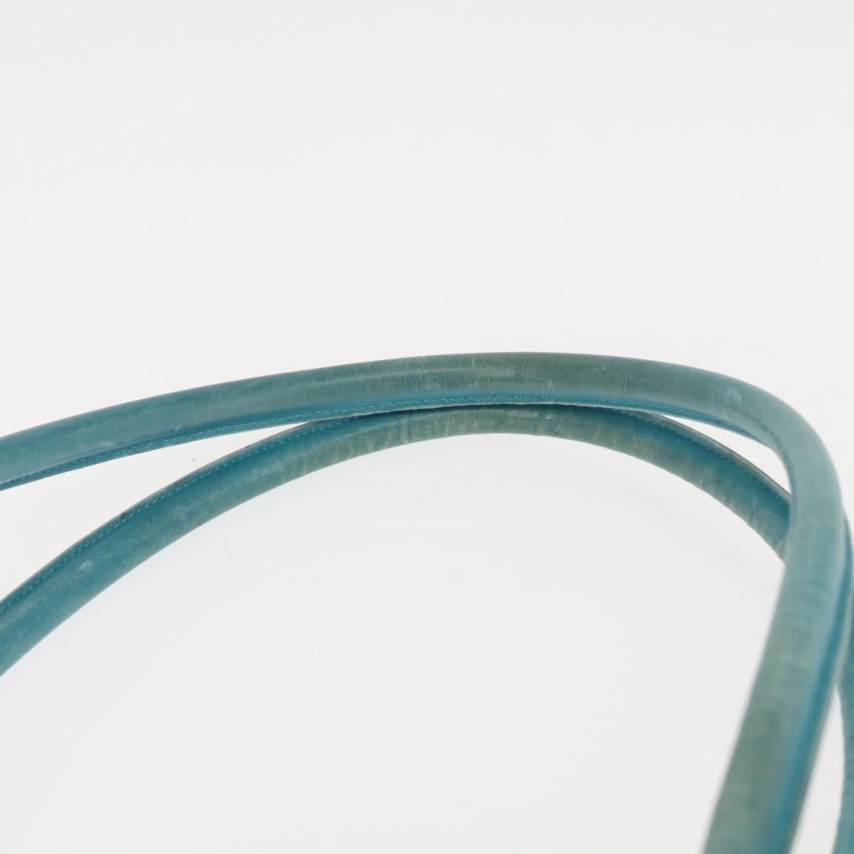 CHANEL COCO Mark Shoulder Bag Lamb Skin Turquoise Blue Gold CC Auth 144517