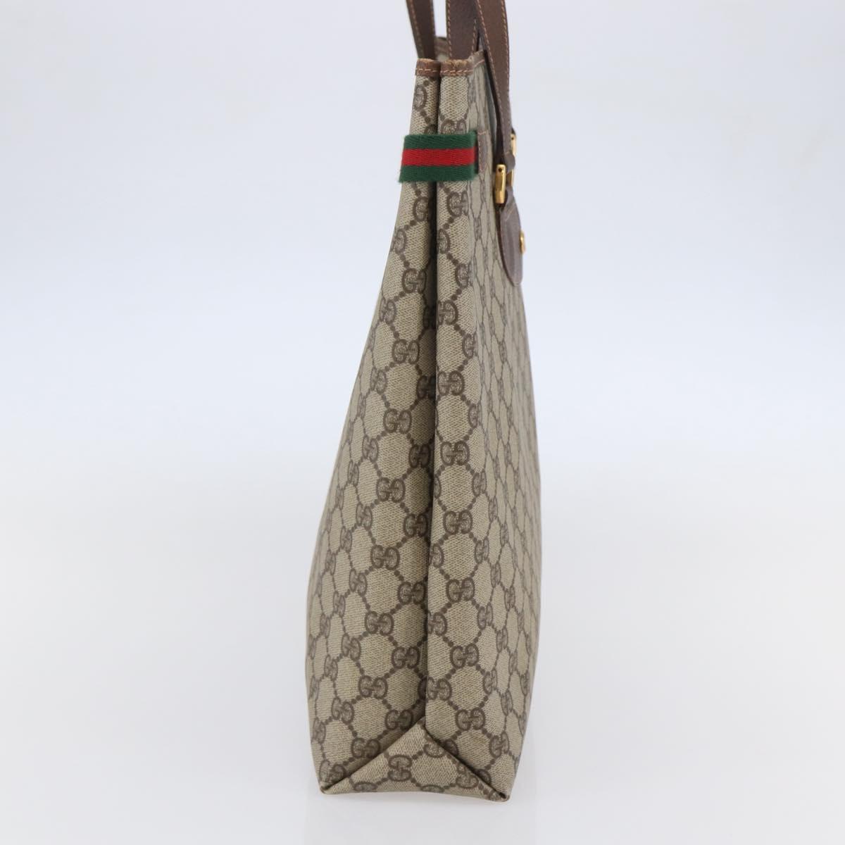 GUCCI GG Supreme Web Sherry Line Tote Bag PVC Beige Red 39 02 091 Auth 144523