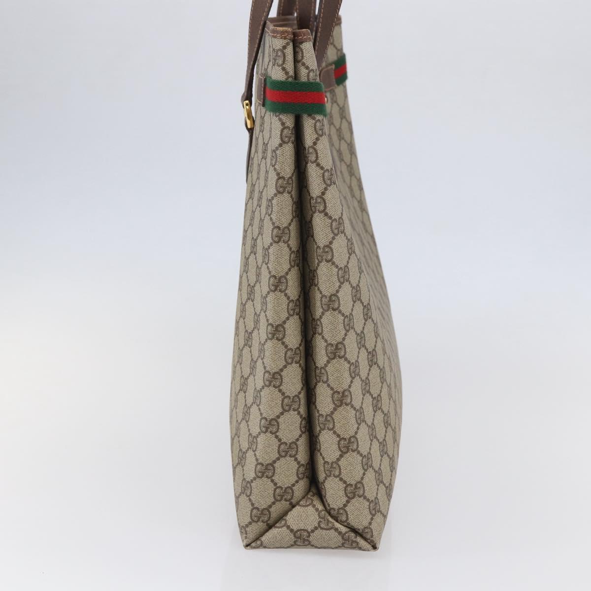 GUCCI GG Supreme Web Sherry Line Tote Bag PVC Beige Red 39 02 091 Auth 144523