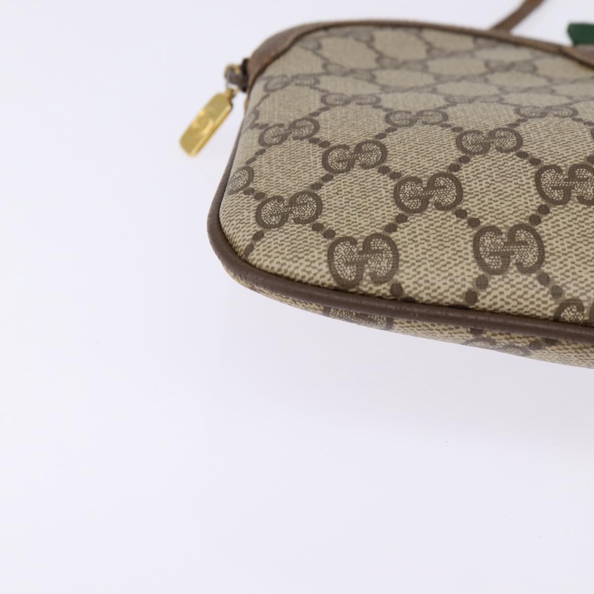 GUCCI GG Supreme Web Sherry Line Bag PVC Beige Gold 904 02 04 Auth 144524