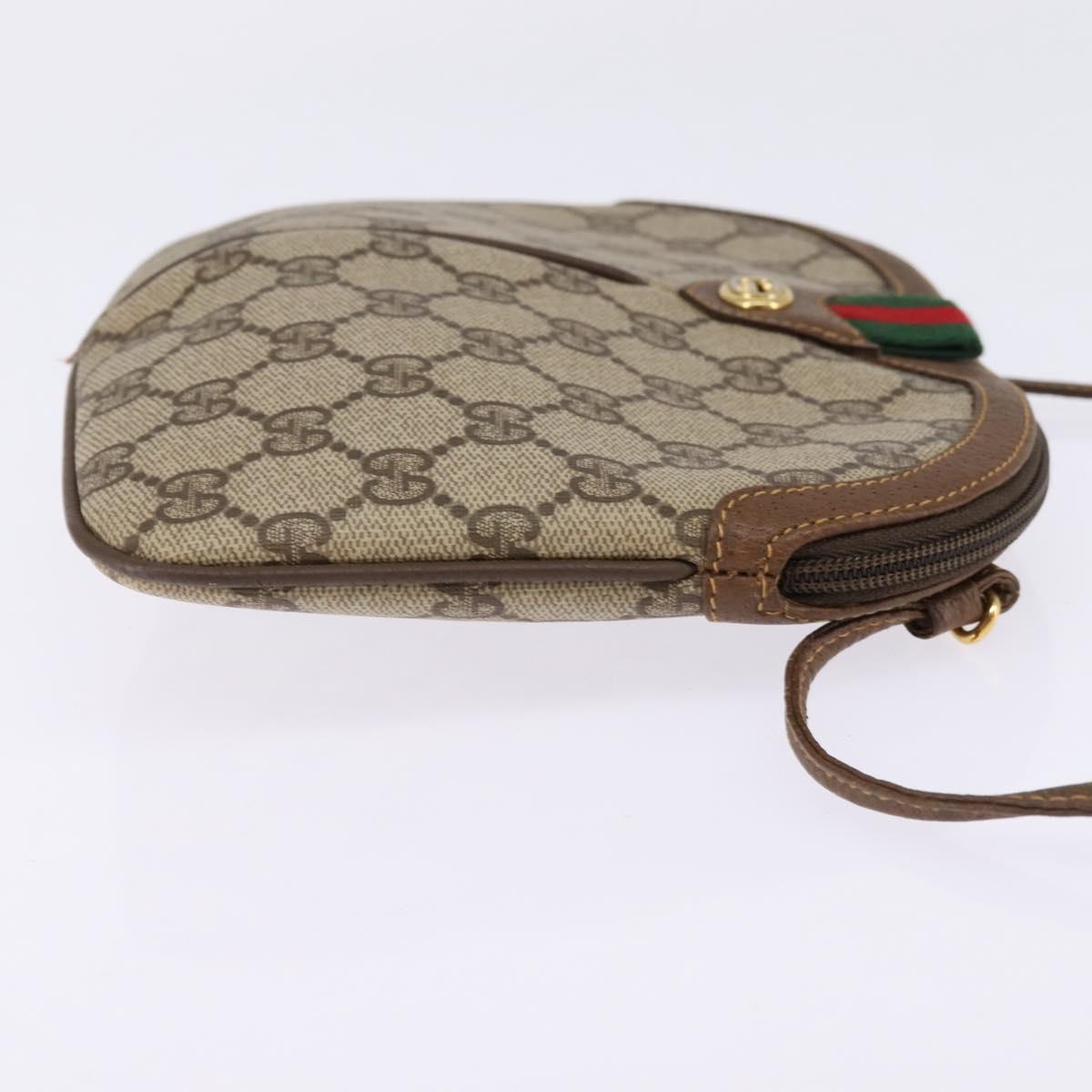 GUCCI GG Supreme Web Sherry Line Bag PVC Beige Gold 904 02 04 Auth 144524