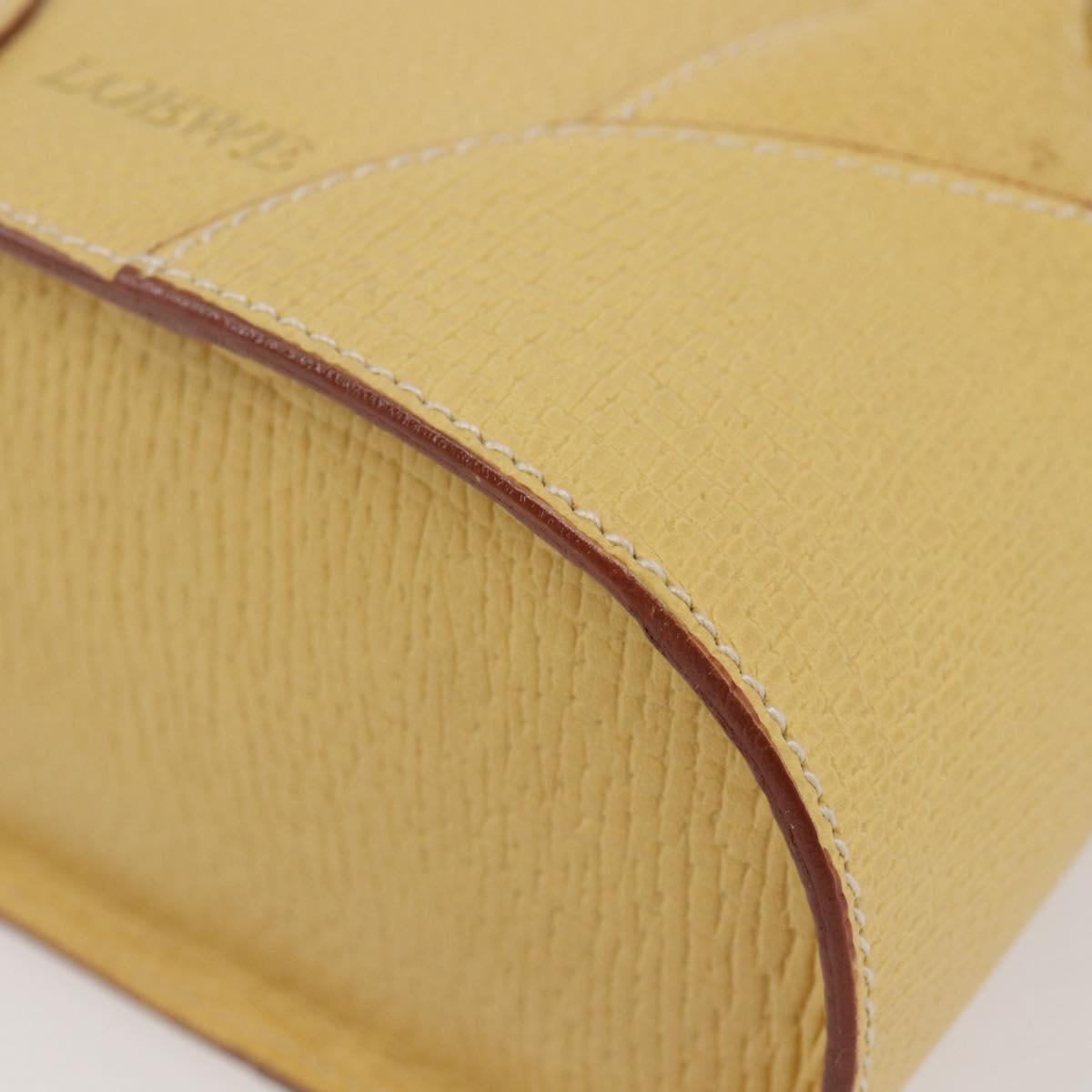 LOEWE Hand Bag Leather 2way Gold Yellow Auth 144525V