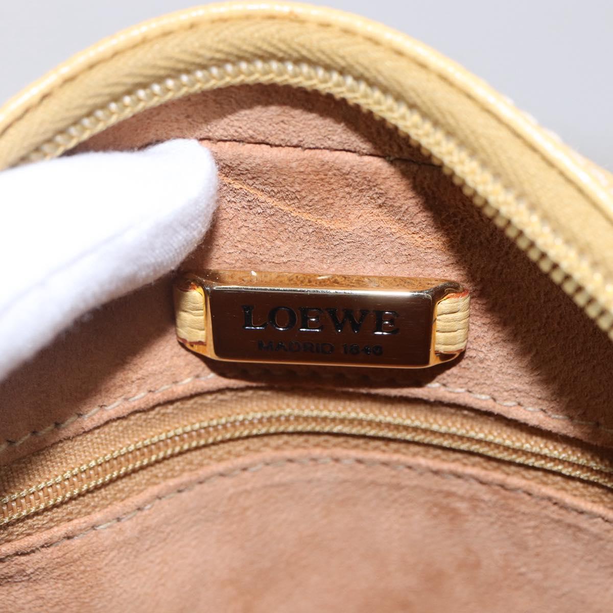 LOEWE Hand Bag Leather 2way Gold Yellow Auth 144525V