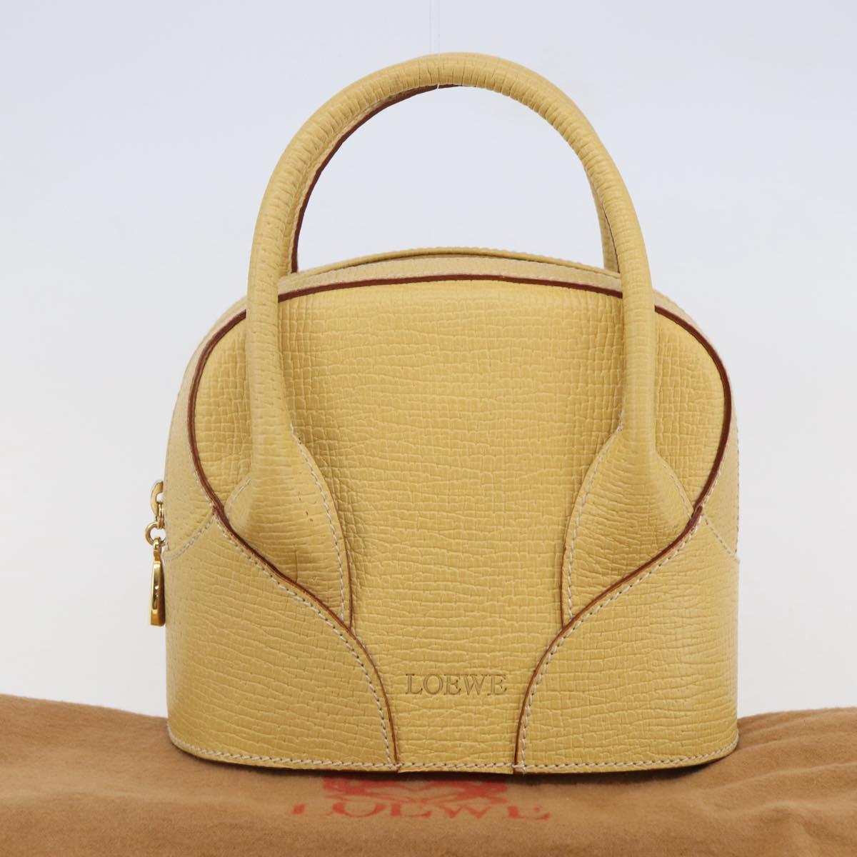 LOEWE Hand Bag Leather 2way Gold Yellow Auth 144525V
