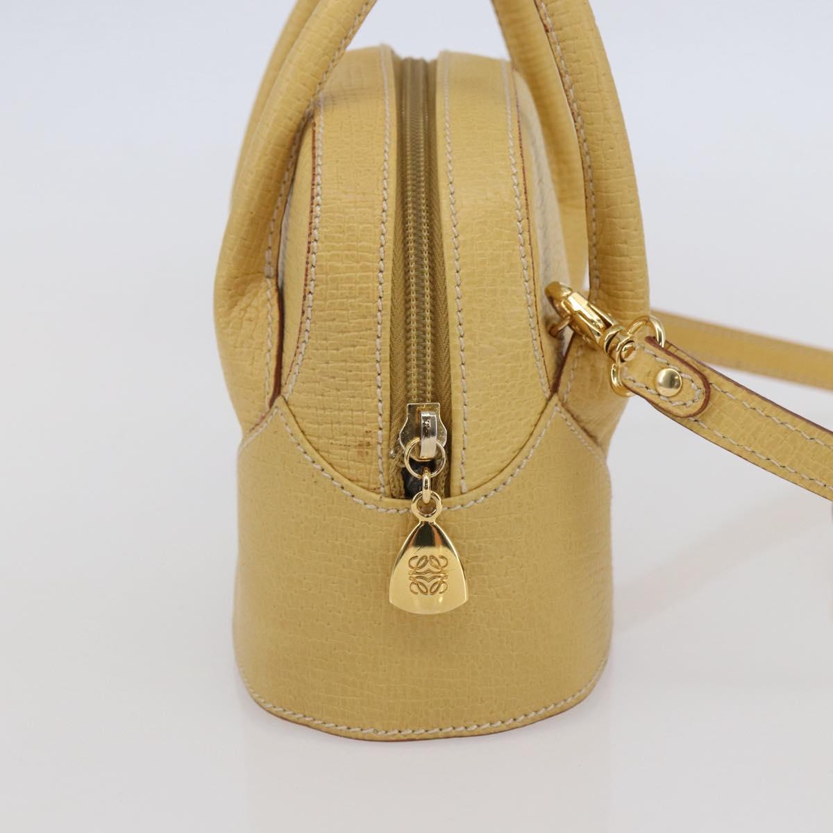LOEWE Hand Bag Leather 2way Gold Yellow Auth 144525V