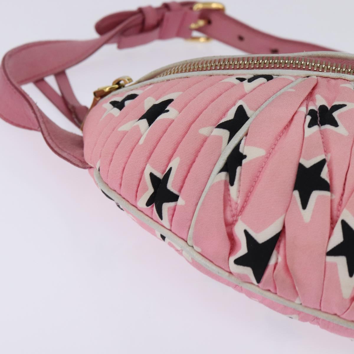 Miu Miu Waist Bag Canvas Pink Gold Auth 144527