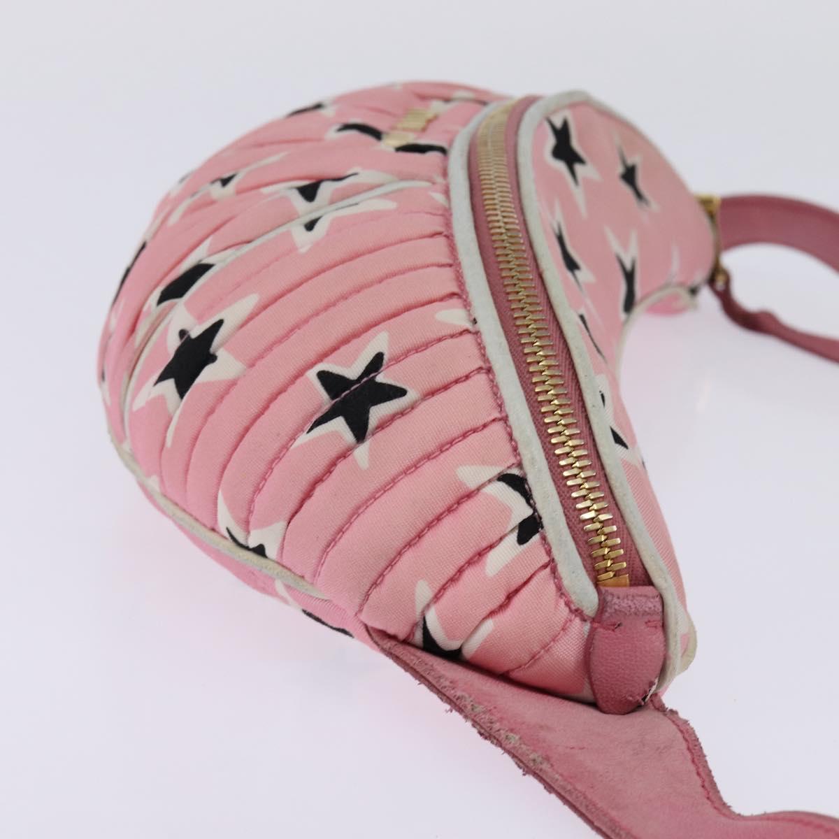 Miu Miu Waist Bag Canvas Pink Gold Auth 144527