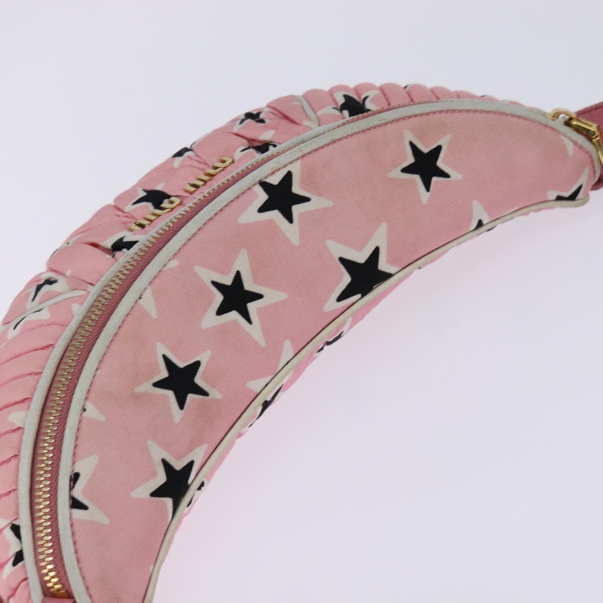 Miu Miu Waist Bag Canvas Pink Gold Auth 144527