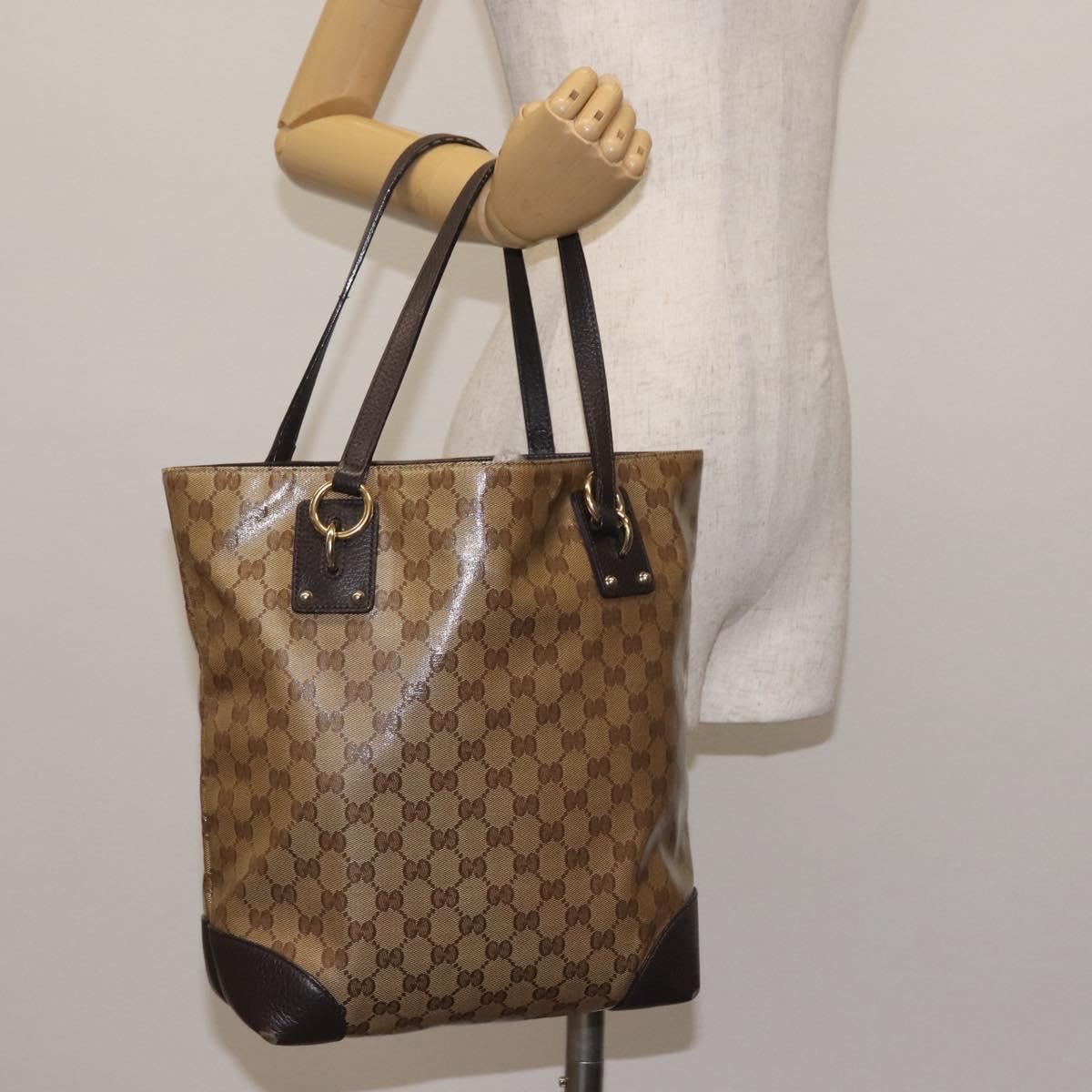GUCCI GG Crystal Tote Bag Coated Canvas Outlet Beige Gold 353706 Auth 144529