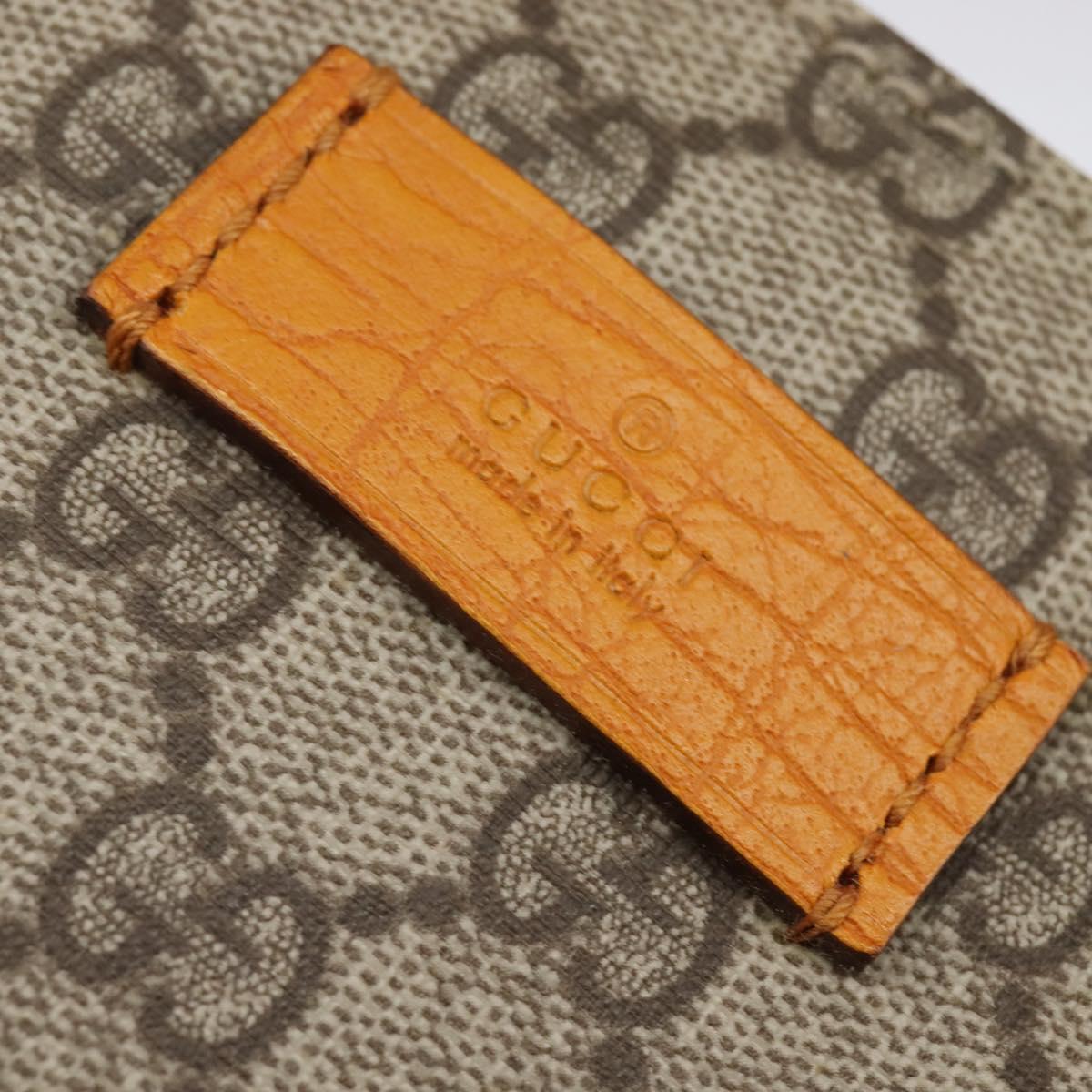 GUCCI GG Supreme Hand Bag PVC Leather Beige Silver 91249 Auth 144530