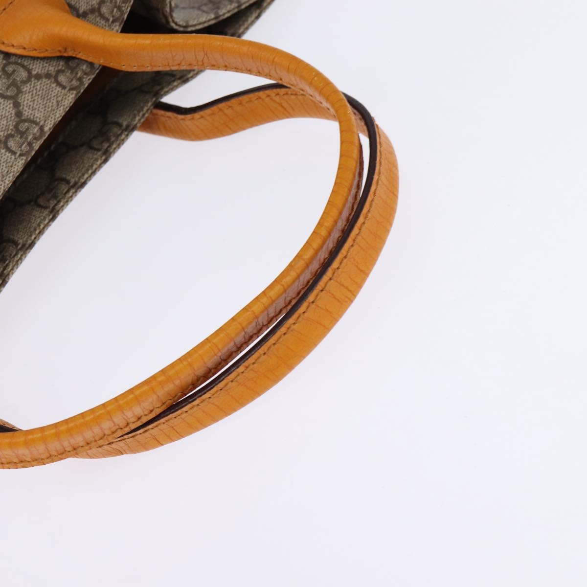 GUCCI GG Supreme Hand Bag PVC Leather Beige Silver 91249 Auth 144530