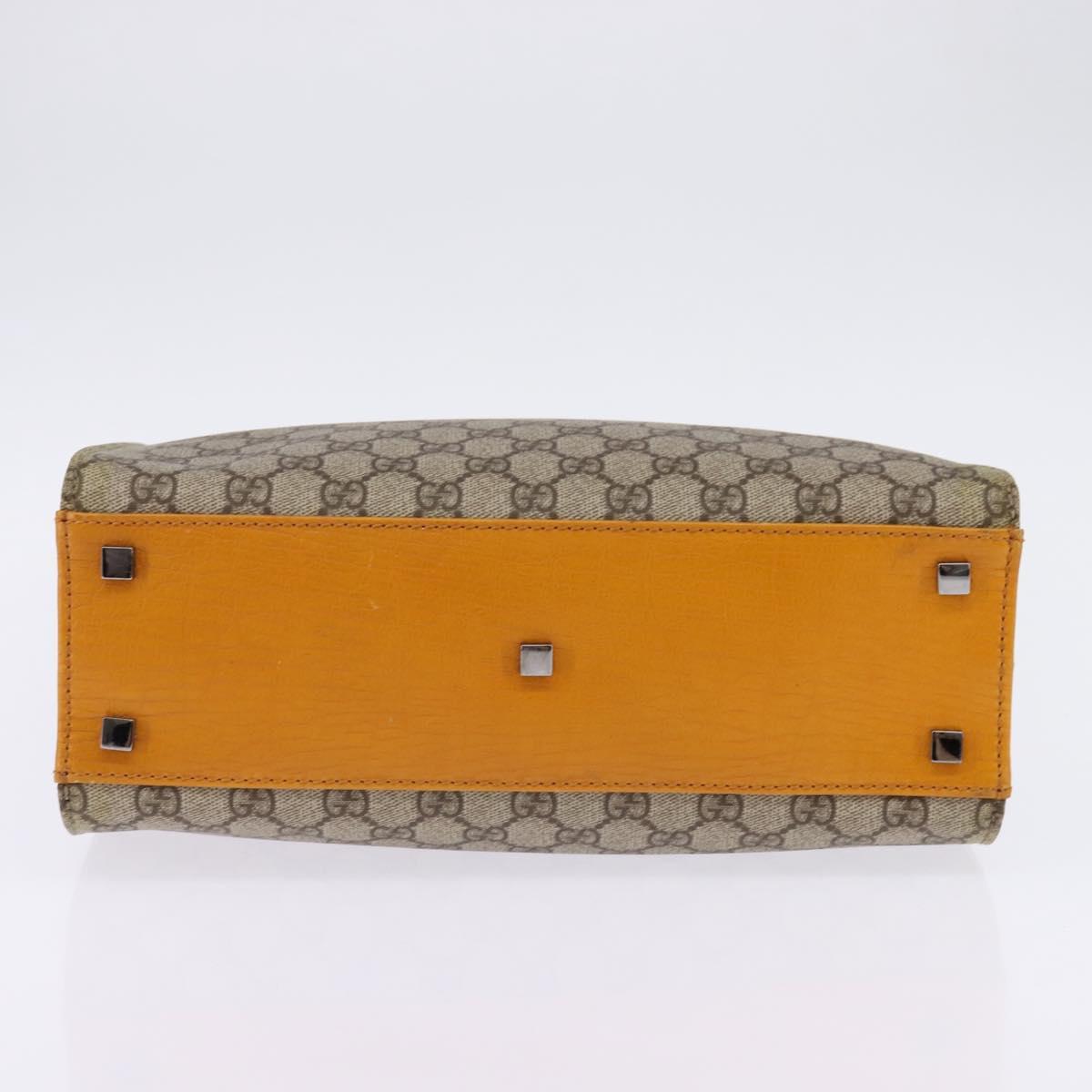 GUCCI GG Supreme Hand Bag PVC Leather Beige Silver 91249 Auth 144530