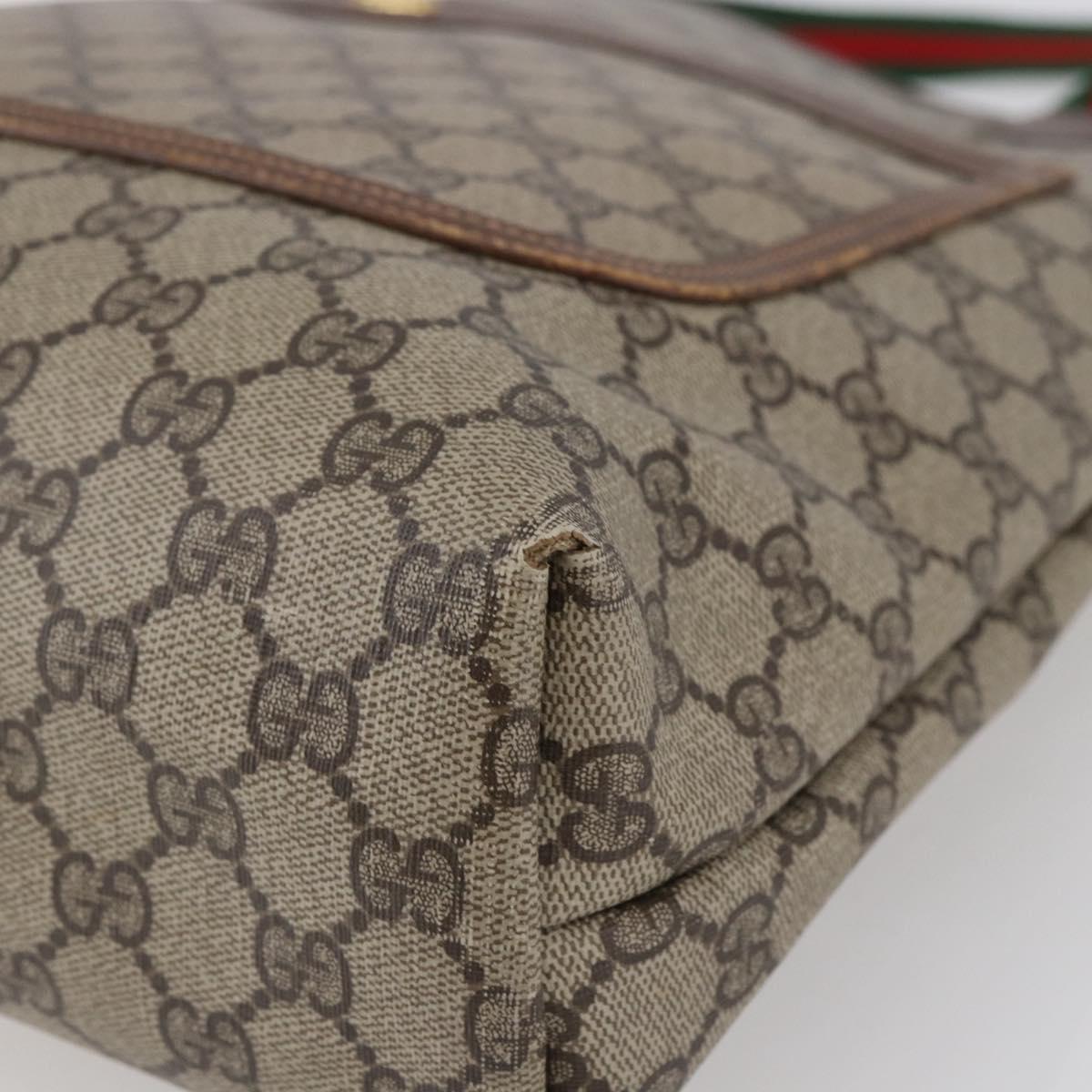 GUCCI GG Supreme Web Sherry Line Tote Bag PVC Beige Red 89 02 003 Auth 144531