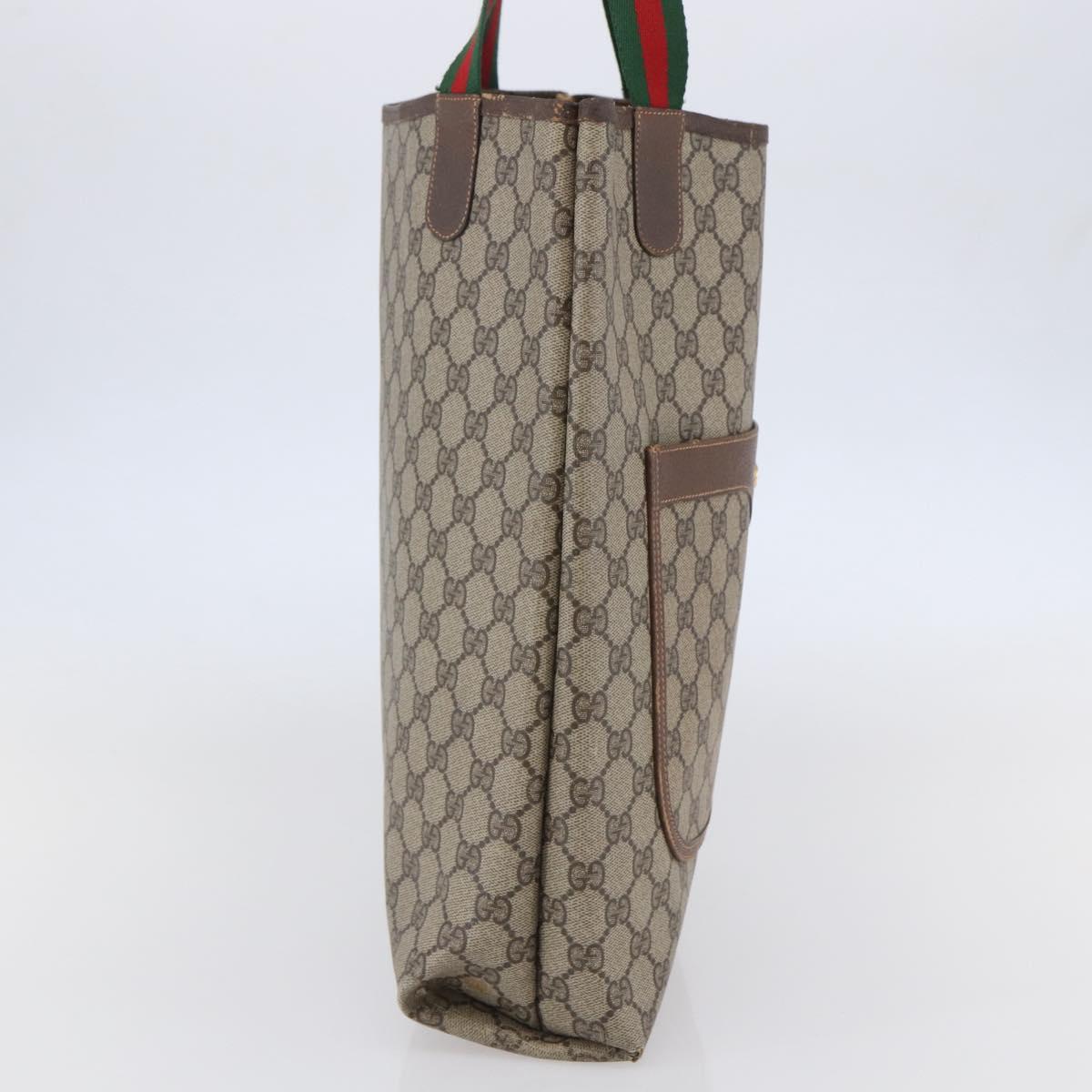 GUCCI GG Supreme Web Sherry Line Tote Bag PVC Beige Red 89 02 003 Auth 144531