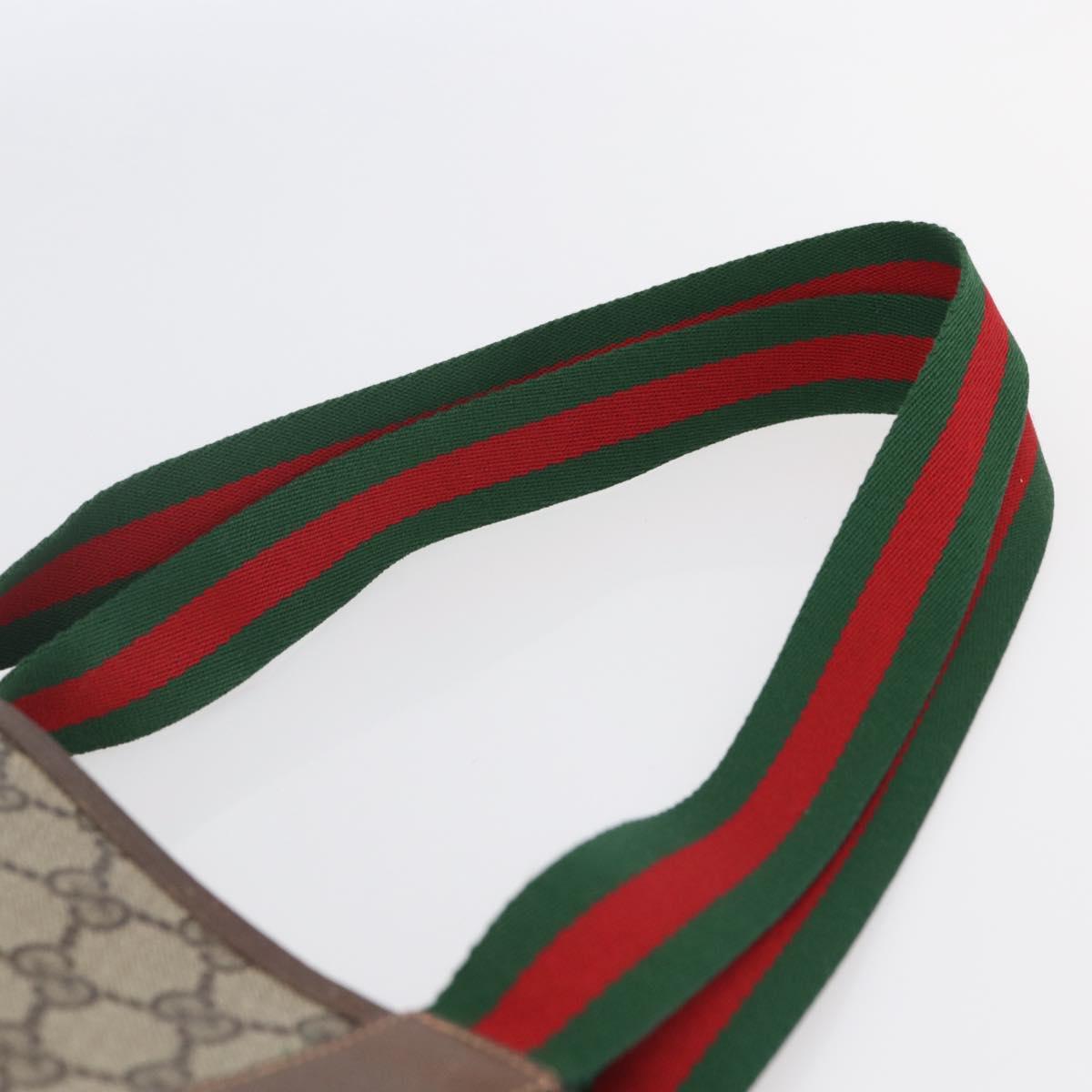GUCCI GG Supreme Web Sherry Line Tote Bag PVC Beige Red 89 02 003 Auth 144531