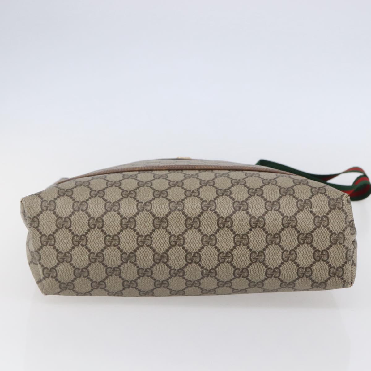 GUCCI GG Supreme Web Sherry Line Tote Bag PVC Beige Red 89 02 003 Auth 144531