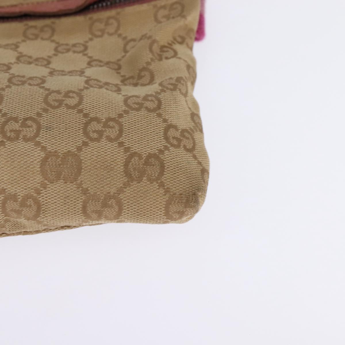 GUCCI GG Canvas Sherry Line Waist Bag Beige Pink Silver 28566 Auth 144532