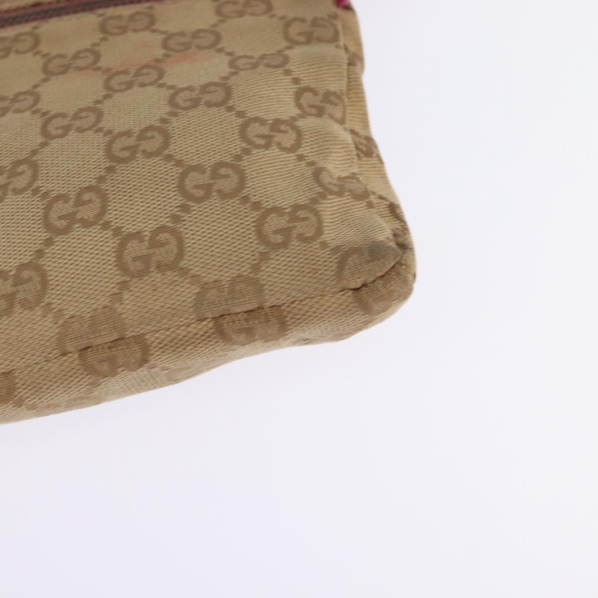 GUCCI GG Canvas Sherry Line Waist Bag Beige Pink Silver 28566 Auth 144532