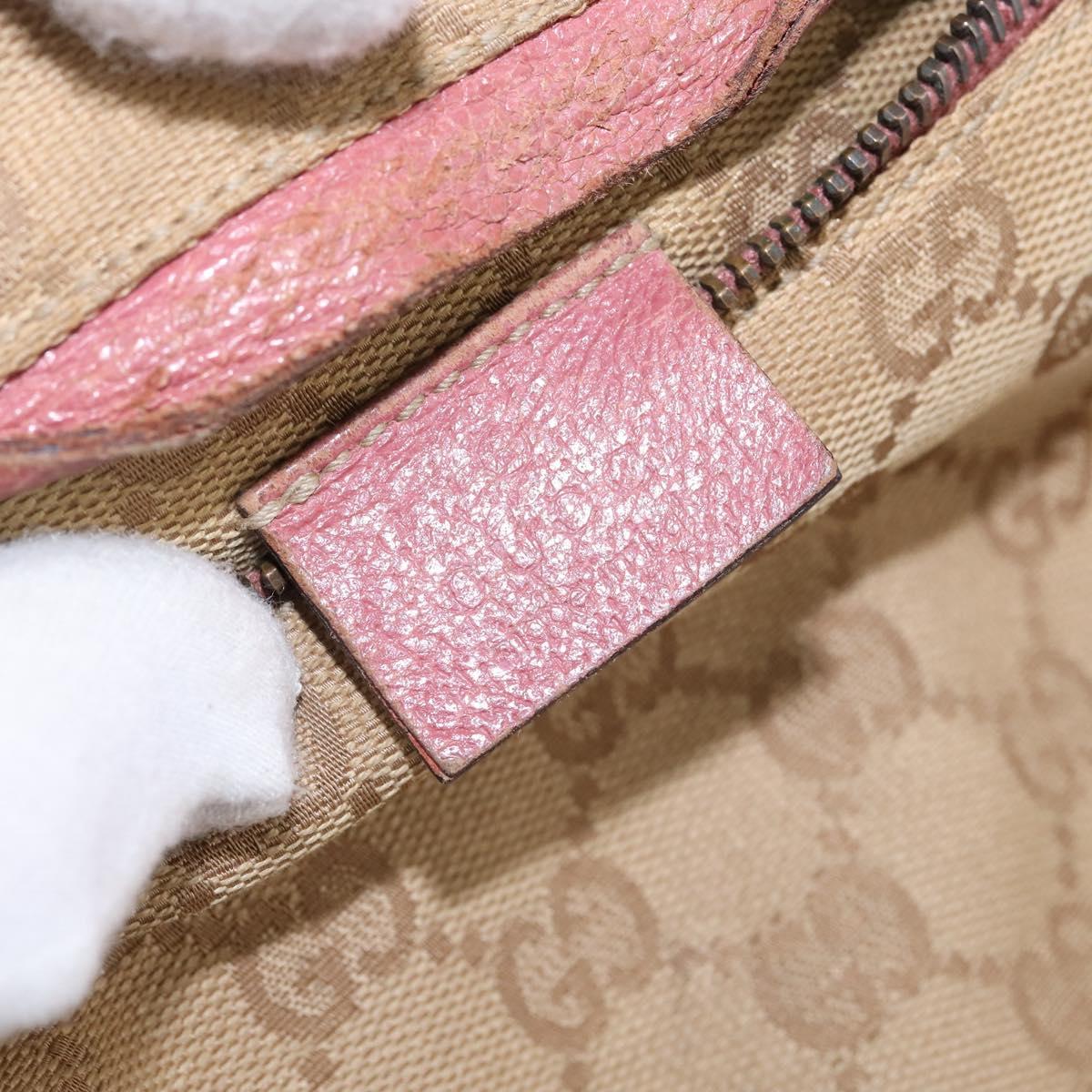 GUCCI GG Canvas Sherry Line Waist Bag Beige Pink Silver 28566 Auth 144532