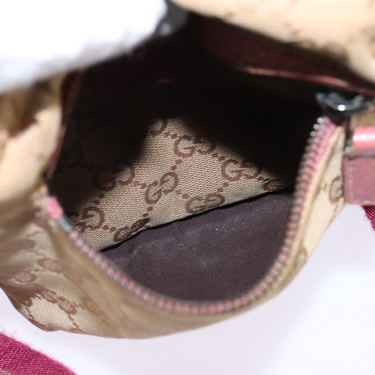GUCCI GG Canvas Sherry Line Waist Bag Beige Pink Silver 28566 Auth 144532